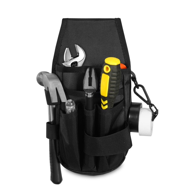 KENOBE 5-Pockets Tool Pouch, Black Tool Pouch Organization, Heavy-Duty Electrician Tool Pouches for Electrician, Carpenter, Construction, Technician, Side Belt Pouch, Small Electrician Holster - Image 1