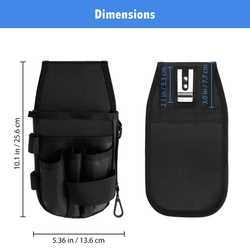 KENOBE 5-Pockets Tool Pouch, Black Tool Pouch Organization, Heavy-Duty Electrician Tool Pouches for Electrician, Carpenter, Construction, Technician, Side Belt Pouch, Small Electrician Holster - Image 5