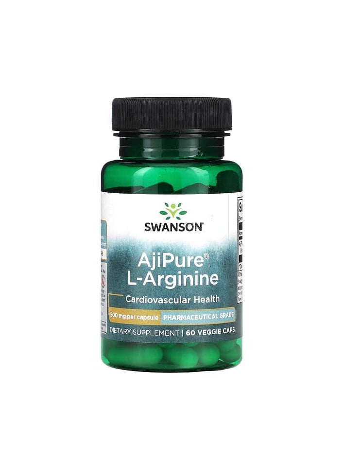 SWANSON AjiPure L-Arginine, 500 mg, 60 Veggie Caps