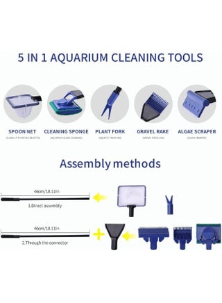 NeoStyle Aquarium Fish Tank Cleaning Kit, 5 in 1 Aquarium Cleaning Kit, Manual Siphon Pump Drainage Cleaning Kit, Sand Cleaning Algae Scraper - view 4