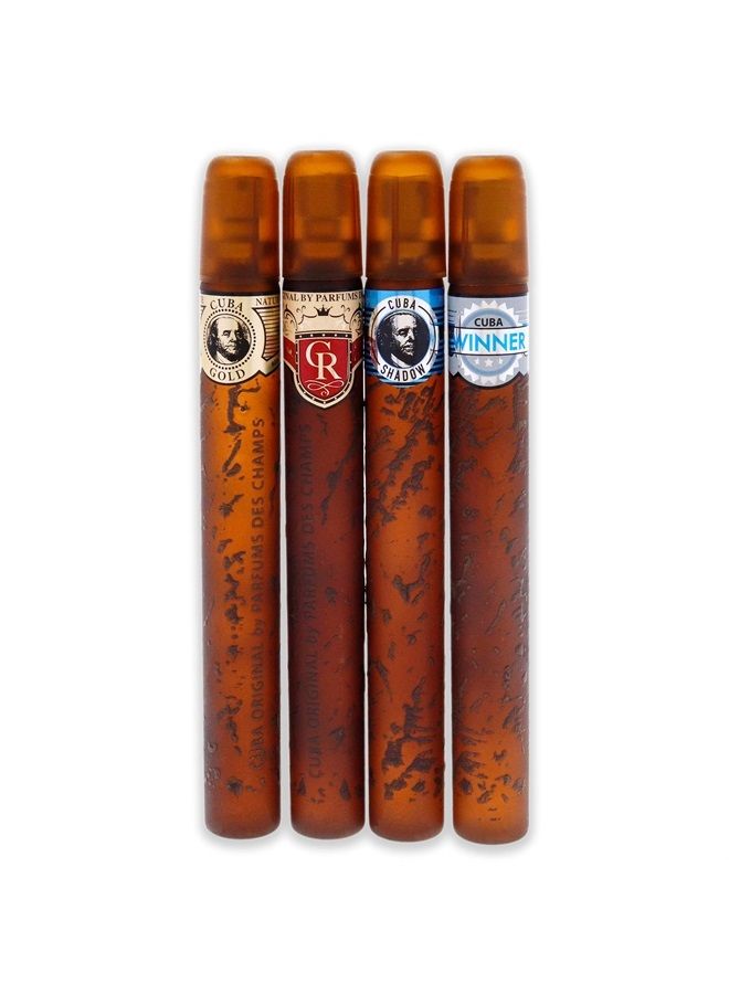 Cuba Quad I Men 4 Pc Gift Set 1.17oz Gold EDT Spray, 1.17oz Royal EDT Spray, 1.17oz Winner EDT Spray, 1.17oz S