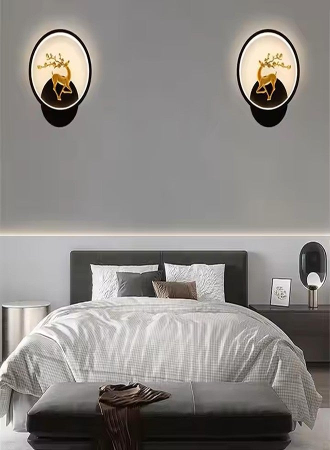 JAGGER مصباح حائط فاخر من جاغر LX4 بتصميم غزال ذهبي، مصباح ليلي، مصباح ديكور، غرفة معيشة، ألوان (أبيض دافئ + أبيض بارد + أبيض طبيعي) عبوة من قطعتين (مستدير (رأس غزال)) - Image 4