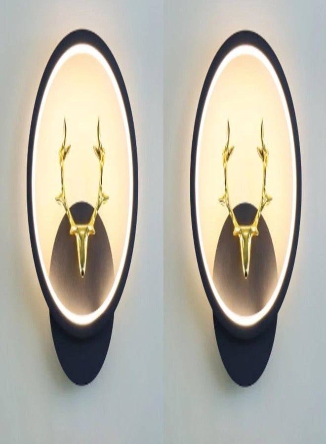 JAGGER مصباح حائط فاخر من جاغر LX4 بتصميم غزال ذهبي، مصباح ليلي، مصباح ديكور، غرفة معيشة، ألوان (أبيض دافئ + أبيض بارد + أبيض طبيعي) عبوة من قطعتين (مستدير (رأس غزال)) - Image 1