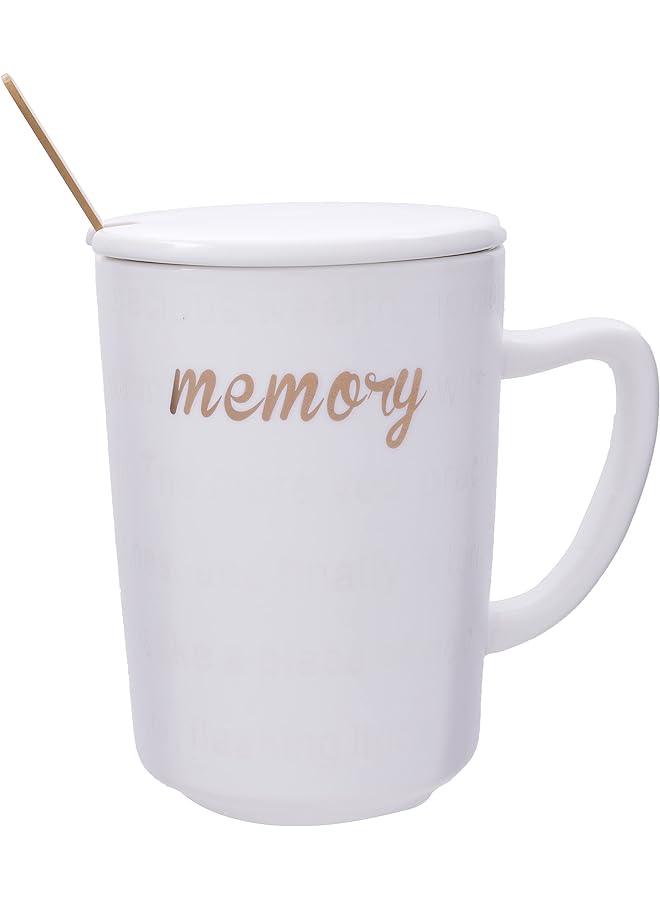 هوم كونسيبت غطاء كوب شاي معزول أنيق مع ملعقة 400 مل أبيض - Image 1