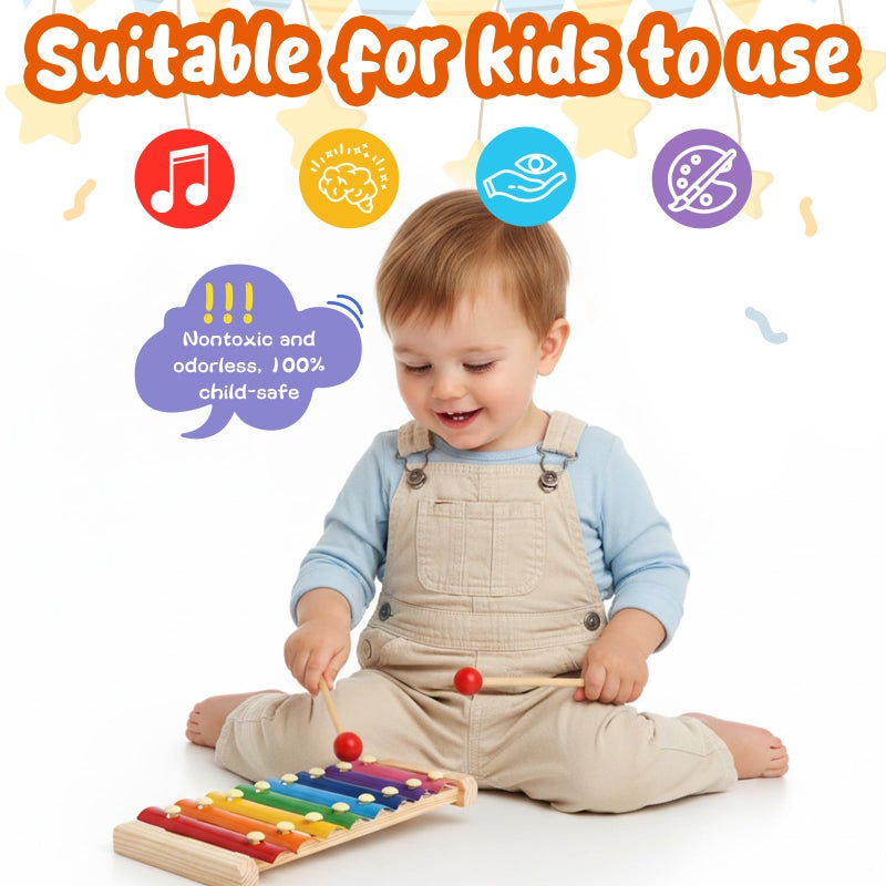 MCPINKY Xylophone for Kids, Xylophone Musical Toy with Child Safe Mallets Educational Musical Instruments Toy for Toddlers - Image 4