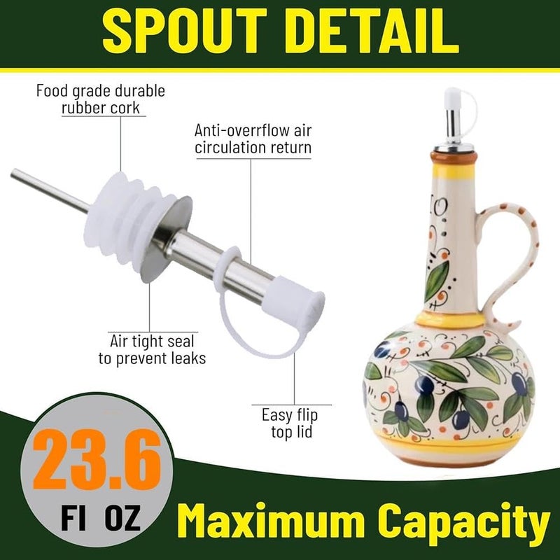 Hand-painted ceramic seasoning bottle color (with stainless steel guide nozzle) Note: Capacity 23 ounces, suitable for olive oil, sauce, vinegar and other kitchen seasoning liquid - Image 5