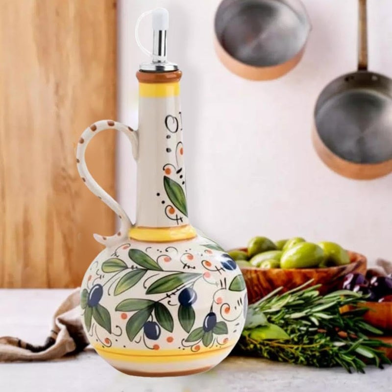 Hand-painted ceramic seasoning bottle color (with stainless steel guide nozzle) Note: Capacity 23 ounces, suitable for olive oil, sauce, vinegar and other kitchen seasoning liquid - Image 4