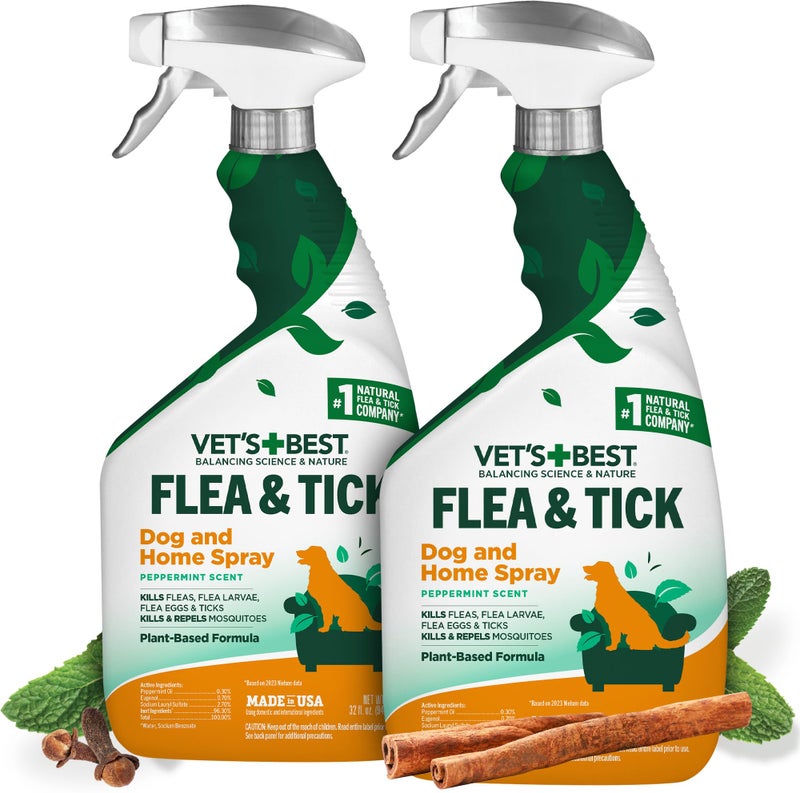 Vet's Best Vetâ€™s Best Flea and Tick Home Spray â€“ Plant-Based Flea and Tick Treatment for Dogs and Indoor Use â€“ Natural Spray with Essential Oils for Flea Control in Home â€“ 32 oz Bottles, 2 Pack - Image 1