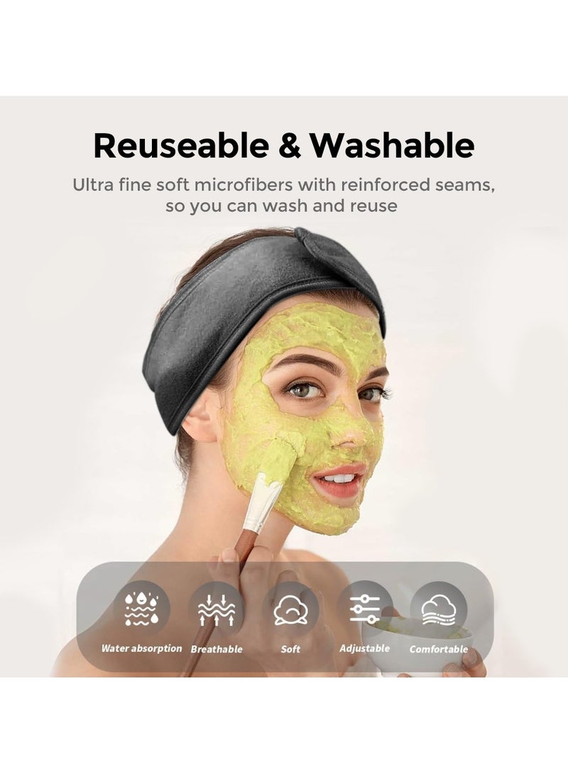Wownect (Pack Of 4) Makeup Remover Cloth Soft Microfiber Reusable Facial Cleansing Towel Machine Washable Cloth Suitable for All Skin Types- Black - Image 2