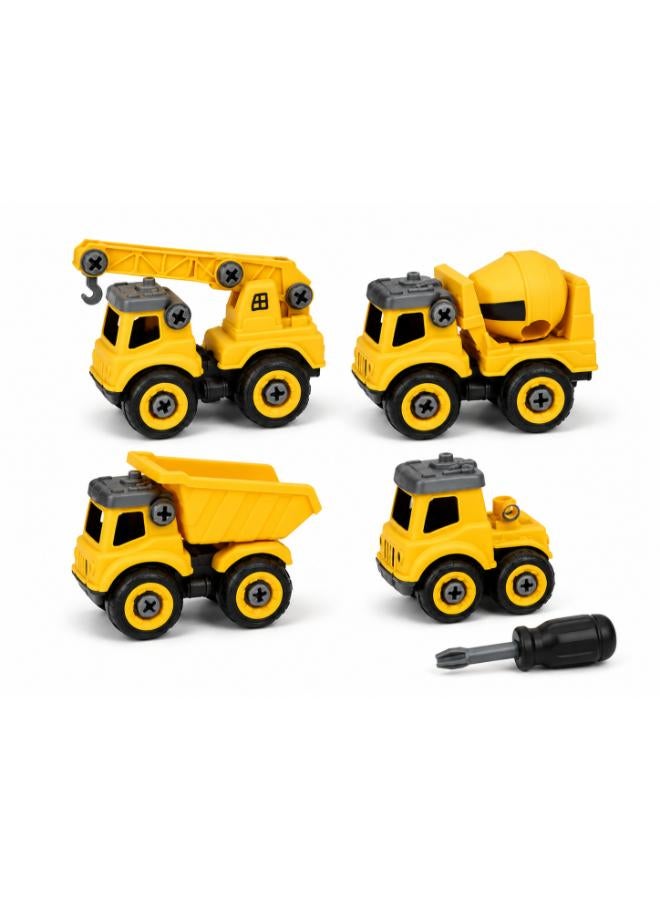 4-Piece Take-Apart Construction Vehicle Set with Screwdriver