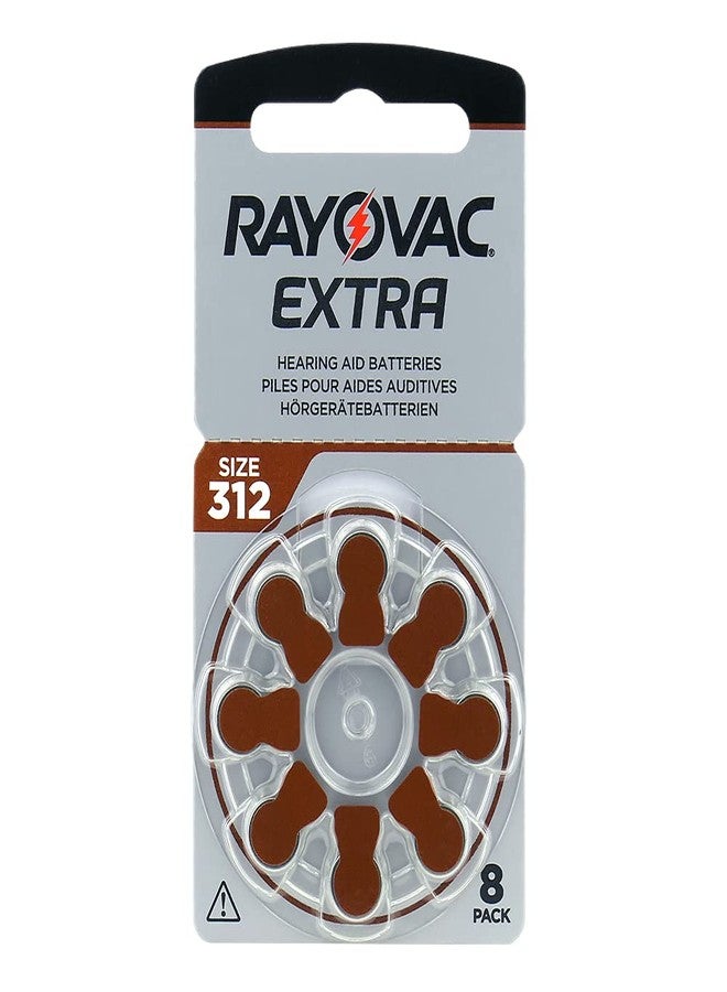 Rayovac Extra 312, 80 Pieces, Hearing Aid Batteries, High Performance, Zinc Air Batteries, 10 Blister Card, Brown, 312AUX-8XEMF-10 - Image 2