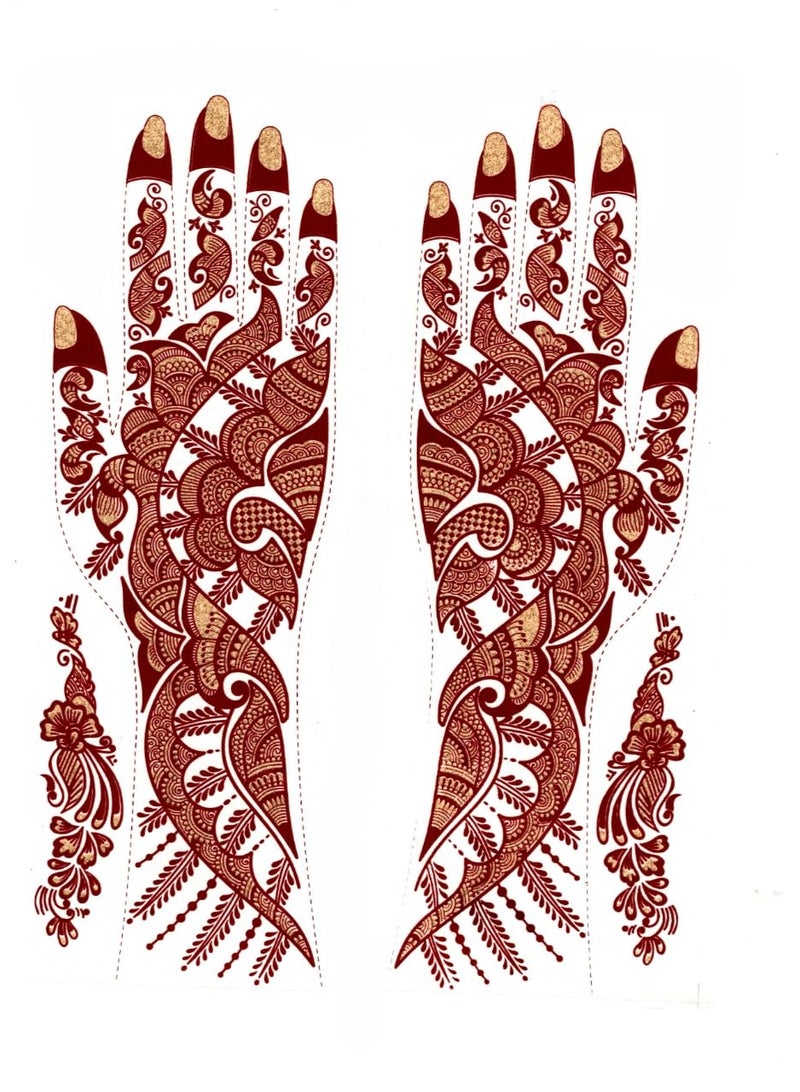 مملكة الإكسسوارات ملصق وشم حناء لليدين من أكسسورايز كينغدوم | وشم حناء مؤقت مقاوم للماء | فن الجسد للنساء والفتيات (AKM39) - Image 1