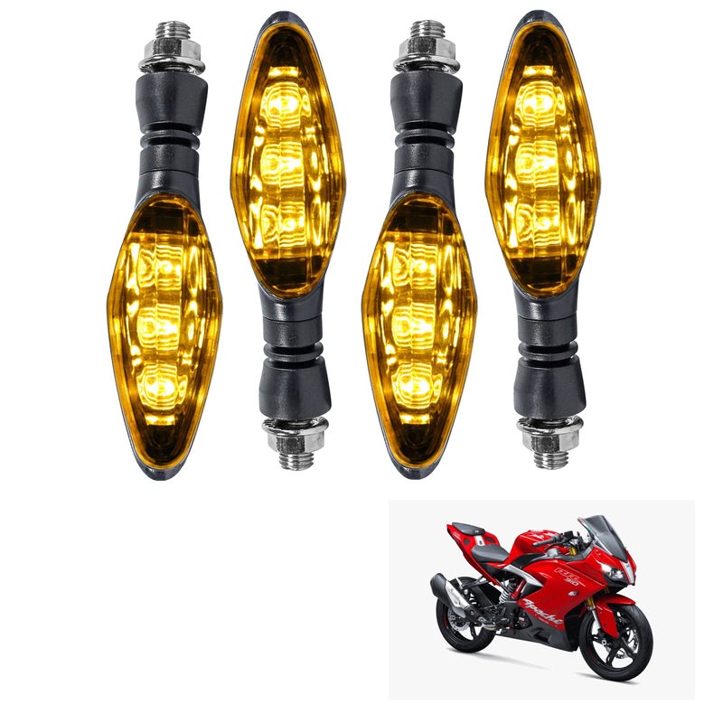 Asryd Universal Motorcycle Bright LED Amber Turn Signal Light Indicator Brake Lamps For TVS Apache RR310 (4.Pcs Amber Color Indicator) - Image 5