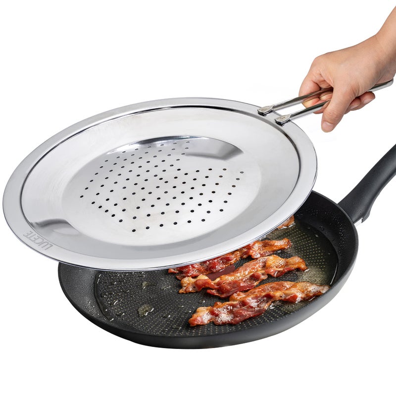 LUCETE LUCETE Stainless Steel Splatter Screen 126  Hot Grease Splatter Screen for Frying Pan  Oil Splash Guard  Protect your Skin from Burn  Keep Your Kitchen Cleaner 126 inch 