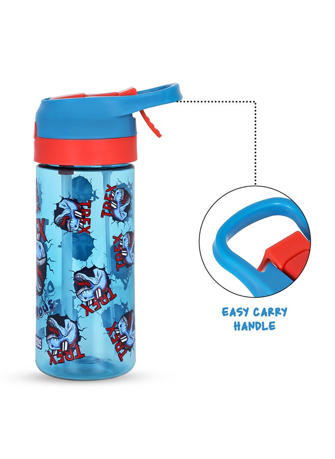 Eazy Kids زجاجة مياه تريتان مع بخاخ ديناصور أزرق، 420 مل  - Image 3