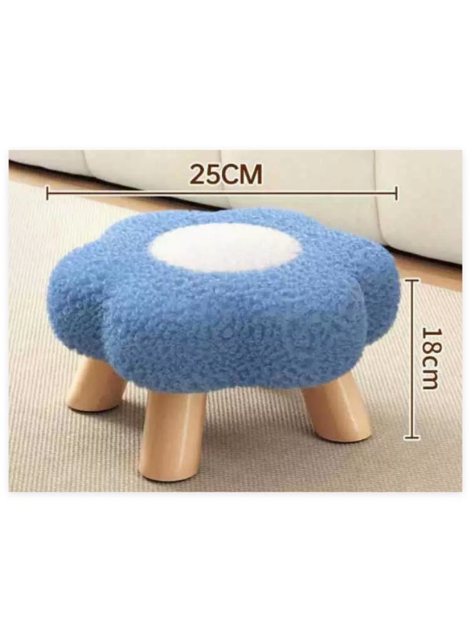 Blue flower shaped children's chair - soft wooden low seat, suitable for wearing shoes