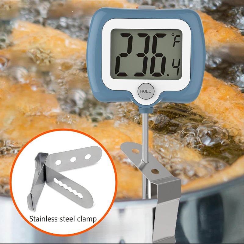 KT THERMO Digital Candy Thermometer, LCD Instant Read Food Thermometer with 10" Probe and Pot Clip for Candy Making, Kitchen Accessories, Baking Tools（Blue） - Image 2