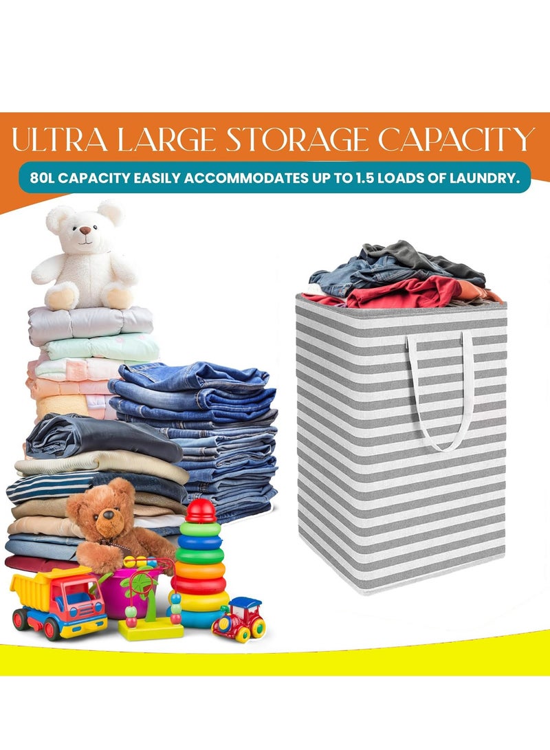75L Laundry Bags, Large Laundry Basket, Waterproof, Freestanding Collapsible Laundry Hamper, Tall Clothes Hamper for Laundary with Easy Carry Handles for Dirty Clothes Toys Organizer  - Image 5