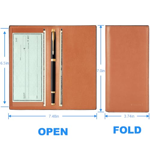 CASMONAL Premium Leather Checkbook Cover for Men and Women Checkbook Holder Wallet RFID Blocking - Image 4