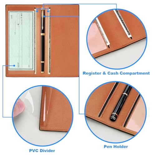 CASMONAL Premium Leather Checkbook Cover for Men and Women Checkbook Holder Wallet RFID Blocking - Image 3