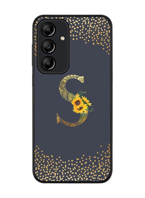 Rugged Black Edge Case for Samsung Galaxy A55, Slim fit Case Cover- Custom Monogram Initial Letter Mandala Floral Pattern Alphabet - S(Grey)