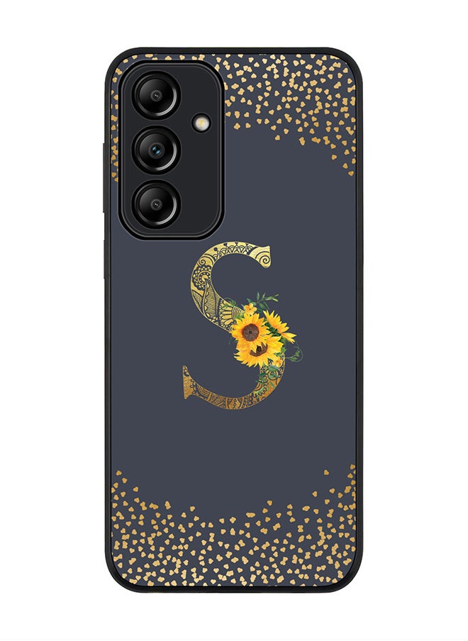 Stylizedd - Rugged Black Edge Case for Samsung Galaxy A55, Slim fit Case Cover- Custom Monogram Initial Letter Mandala Floral Pattern Alphabet - S(Grey) - Image 1