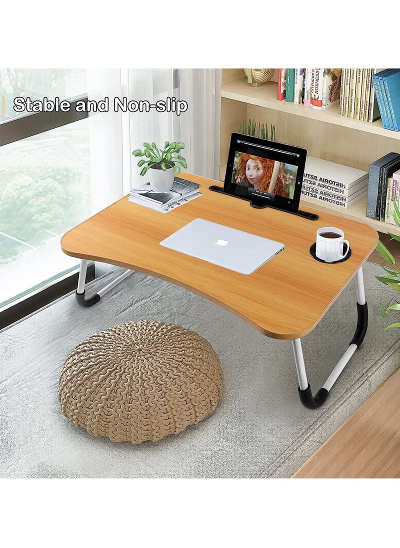 Gonice - Multi-Purpose Laptop Desk 60X40X28Cm For Study And Reading With Foldable Non-Slip Legs Reading Table Tray, Laptop Table, Laptop Stands, Laptop Desk, Foldable Study Laptop Table Beige - Image 1