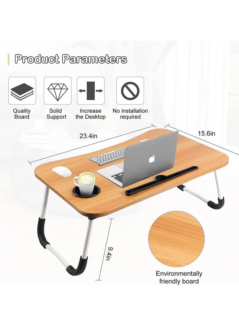 Gonice - Multi-Purpose Laptop Desk 60X40X28Cm For Study And Reading With Foldable Non-Slip Legs Reading Table Tray, Laptop Table, Laptop Stands, Laptop Desk, Foldable Study Laptop Table Beige - Image 1