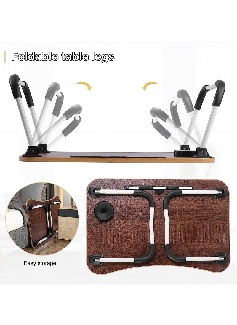 Gonice - Multi-Purpose Laptop Desk 60X40X28Cm For Study And Reading With Foldable Non-Slip Legs Reading Table Tray, Laptop Table, Laptop Stands, Laptop Desk, Foldable Study Laptop Table Beige - Image 1