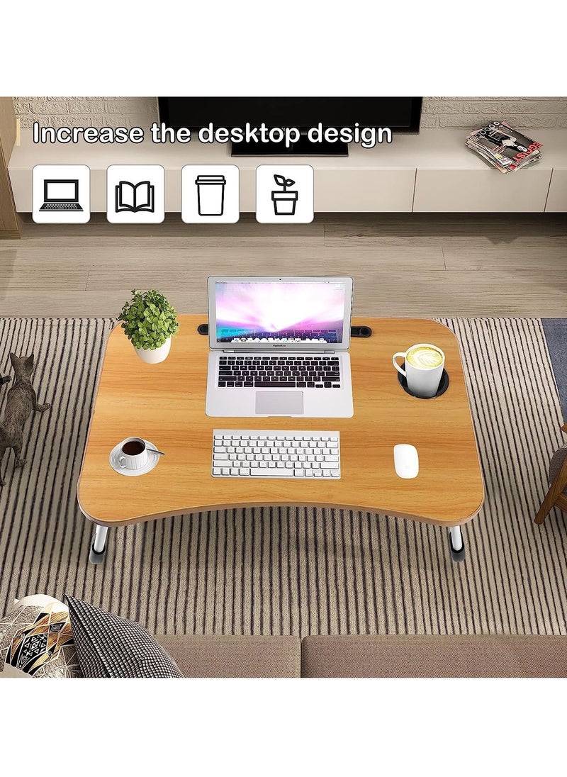 Gonice - Multi-Purpose Laptop Desk 60X40X28Cm For Study And Reading With Foldable Non-Slip Legs Reading Table Tray, Laptop Table, Laptop Stands, Laptop Desk, Foldable Study Laptop Table Beige - Image 1