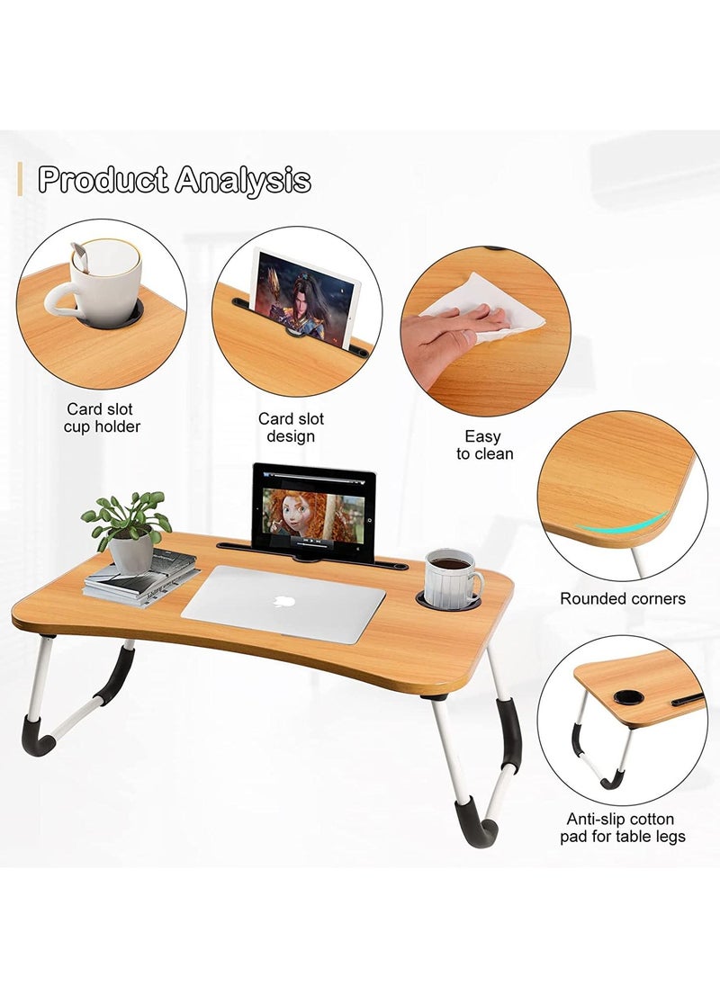 Gonice - Multi-Purpose Laptop Desk 60X40X28Cm For Study And Reading With Foldable Non-Slip Legs Reading Table Tray, Laptop Table, Laptop Stands, Laptop Desk, Foldable Study Laptop Table Beige - Image 1