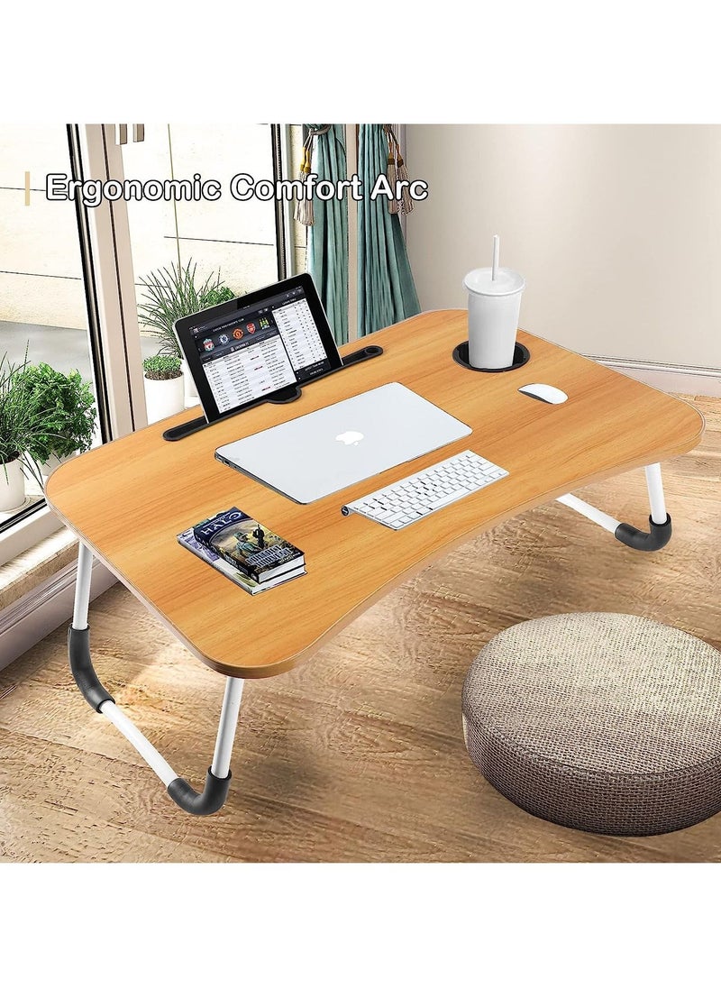 Gonice - Multi-Purpose Laptop Desk 60X40X28Cm For Study And Reading With Foldable Non-Slip Legs Reading Table Tray, Laptop Table, Laptop Stands, Laptop Desk, Foldable Study Laptop Table Beige - Image 1