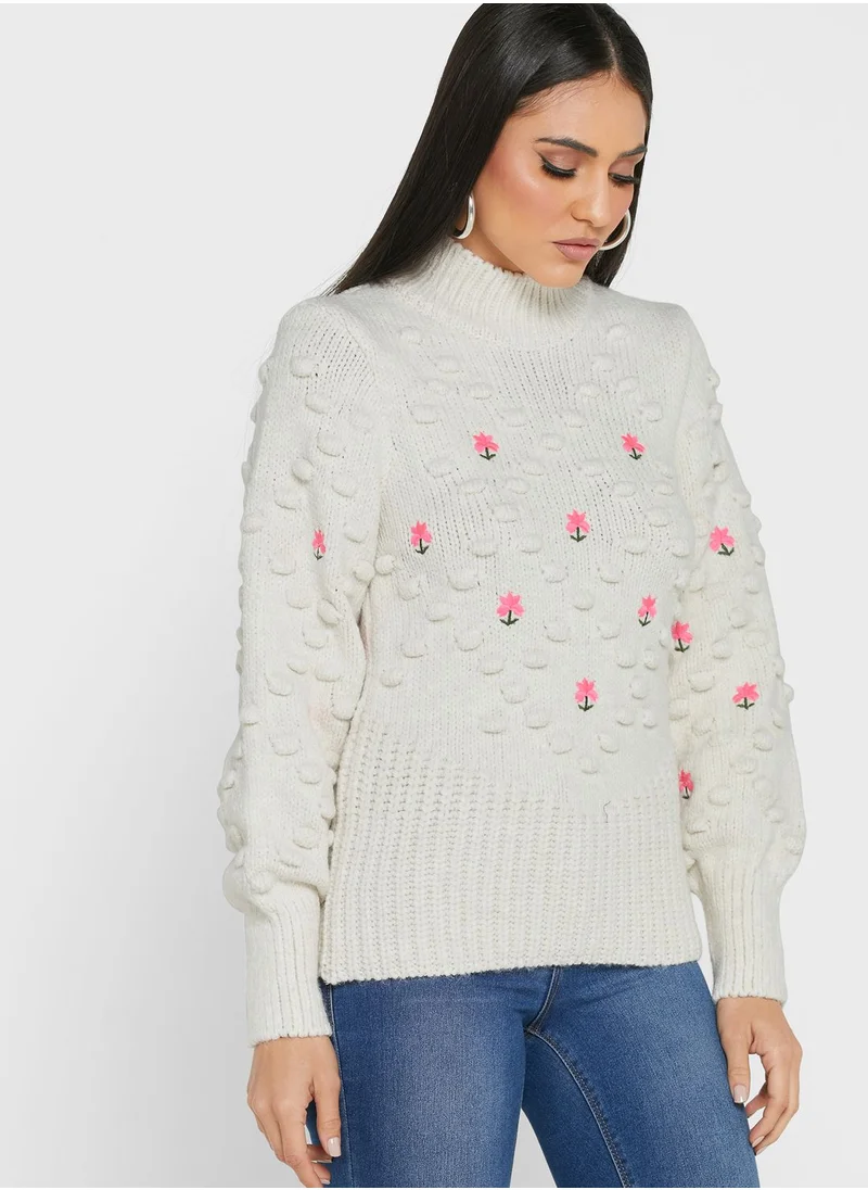RIVER ISLAND Crew Neck Embroidered Sweater