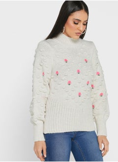 Crew Neck Embroidered Sweater