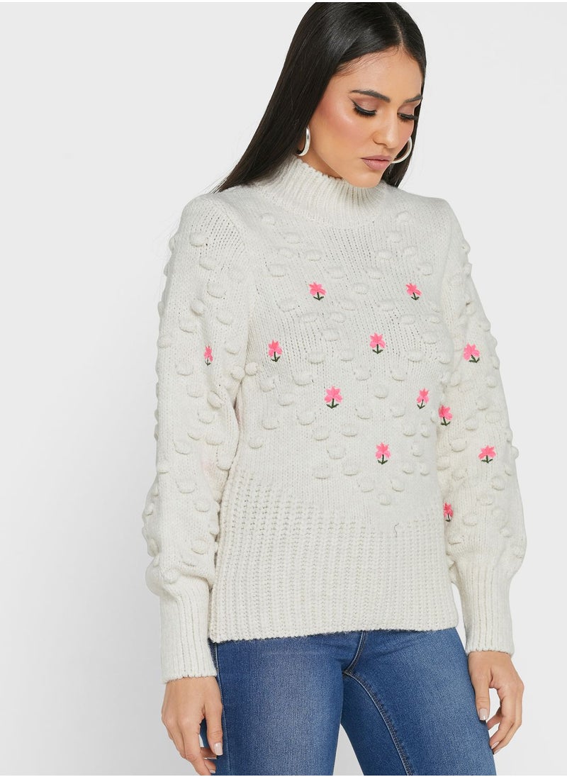 RIVER ISLAND - Crew Neck Embroidered Sweater - Image 1