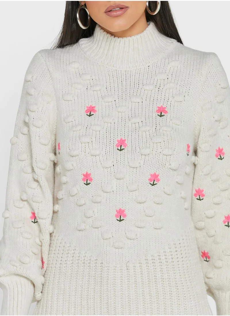 RIVER ISLAND Crew Neck Embroidered Sweater