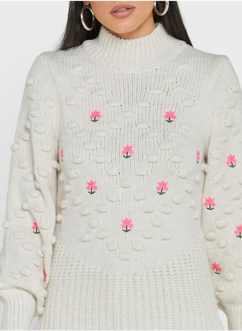 RIVER ISLAND - Crew Neck Embroidered Sweater - Image 1