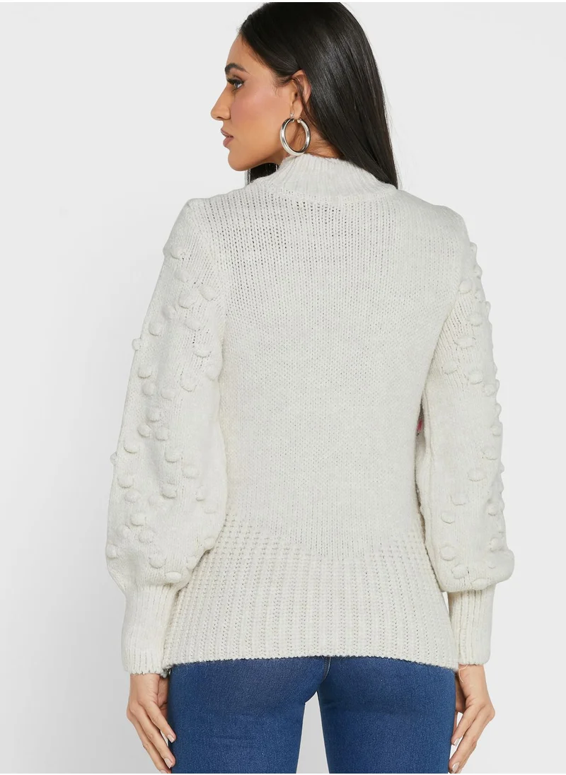 RIVER ISLAND Crew Neck Embroidered Sweater