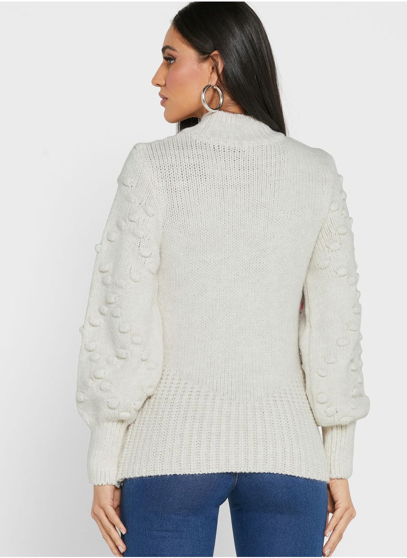 RIVER ISLAND - Crew Neck Embroidered Sweater - Image 1