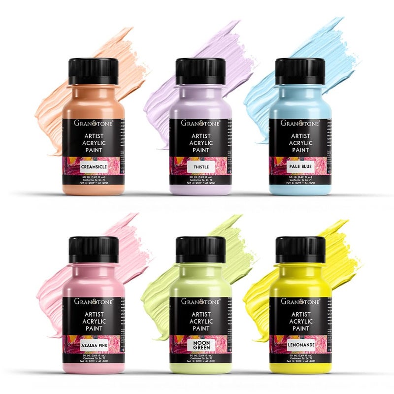 Granotone Pastel Acrylic Paint Set - 6 Beautiful Colors, 50 Ml Each - Perfect For Artists And Crafters - Multicolor - Image 1