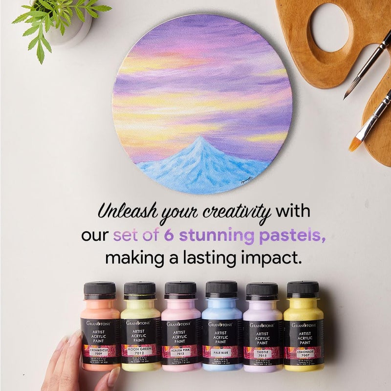 Granotone Pastel Acrylic Paint Set - 6 Beautiful Colors, 50 Ml Each - Perfect For Artists And Crafters - Multicolor - Image 2