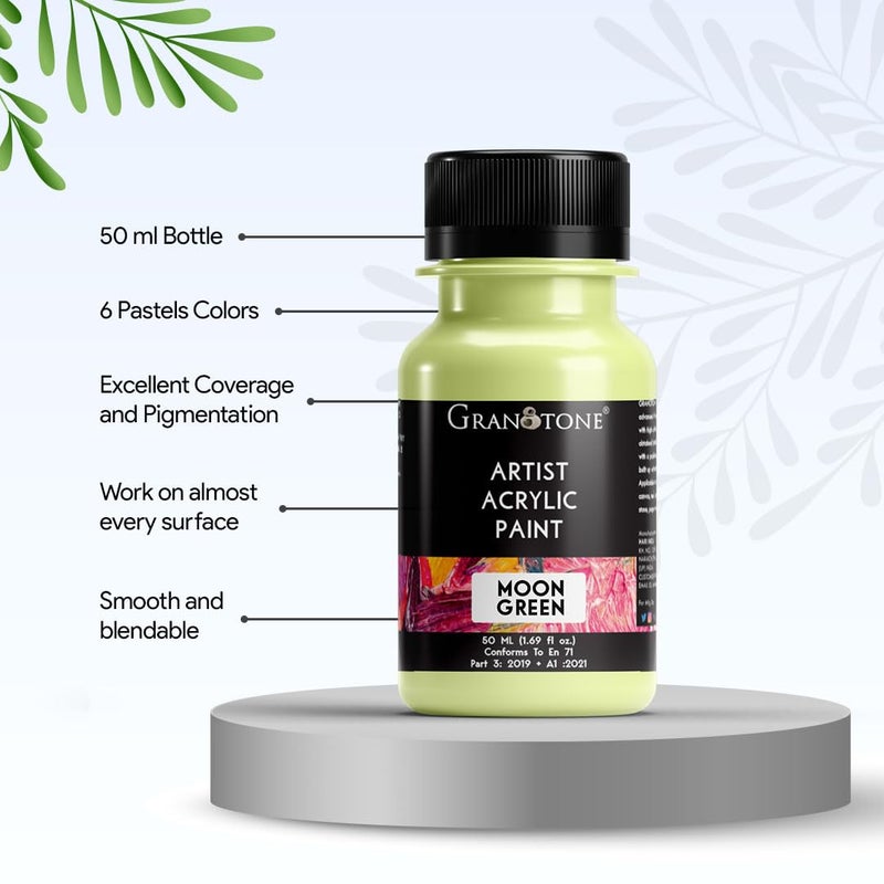 Granotone Pastel Acrylic Paint Set - 6 Beautiful Colors, 50 Ml Each - Perfect For Artists And Crafters - Multicolor - Image 4