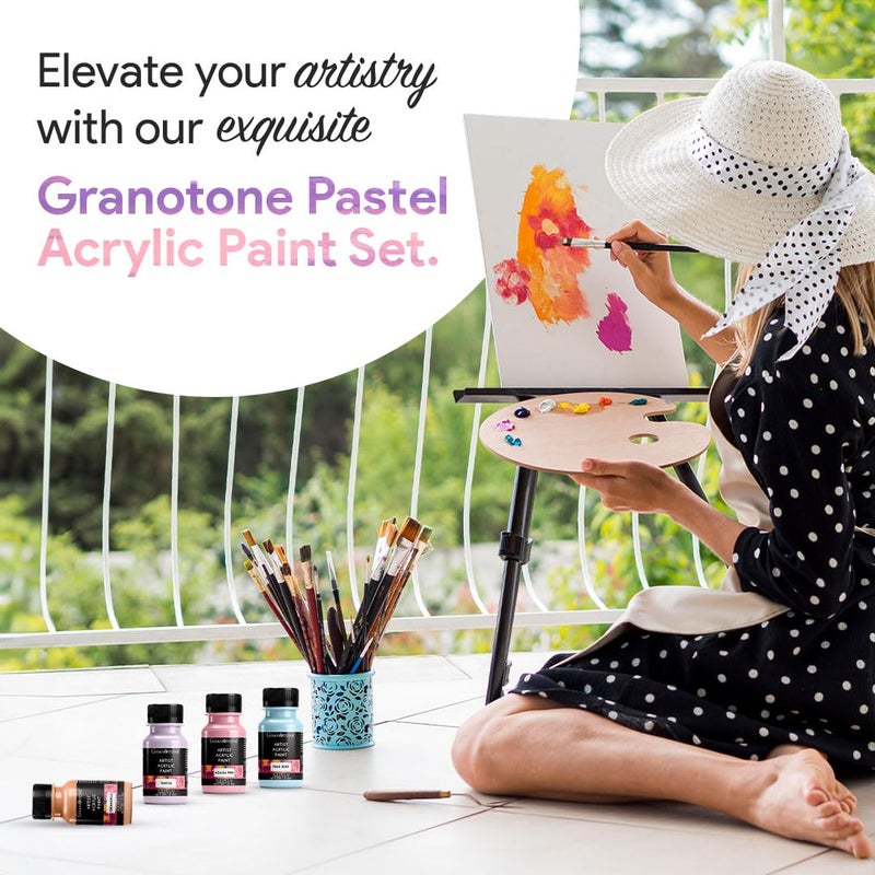 Granotone Pastel Acrylic Paint Set - 6 Beautiful Colors, 50 Ml Each - Perfect For Artists And Crafters - Multicolor - Image 3