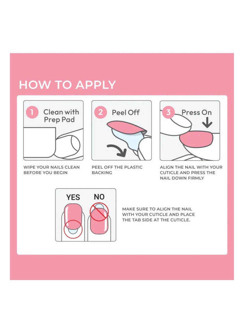 30 Pcs Olve Tip Press-On Nails – Reusable Gel False Nails Kit with Shimmery Finish, Full Well Tips & Multiple Sizes for Easy Application - Image 5