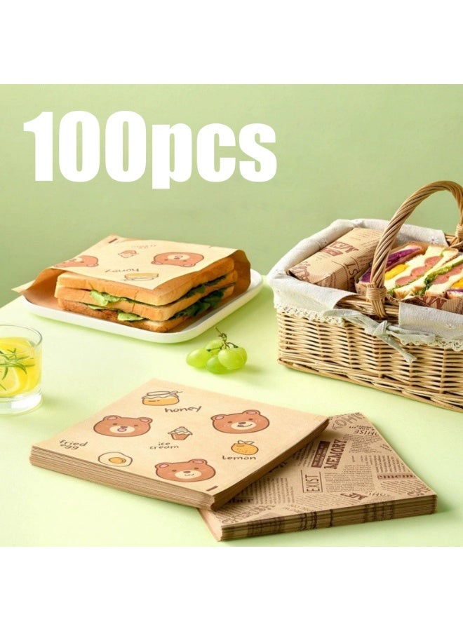100pcs Kraft Paper Packing Bags,Sandwich Packing Bags - Image 1