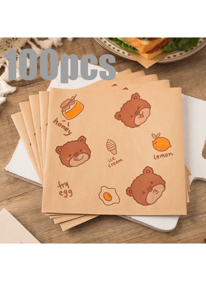 100pcs Kraft Paper Packing Bags,Sandwich Packing Bags - Image 4