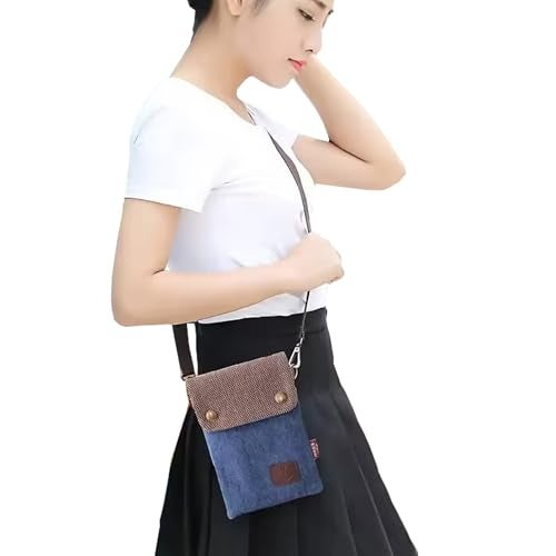 WITERY Small Crossbody Bags for Women - Handmade Cute Canvas Cross Body Phone Purse Cloth Pouch with Adjustable Shoulder Strap, Mini Teen Girl Travel Cell Phone Purse Wallet - Image 2