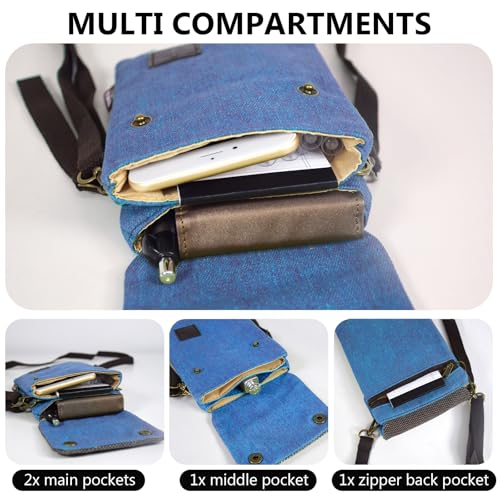 WITERY Small Crossbody Bags for Women - Handmade Cute Canvas Cross Body Phone Purse Cloth Pouch with Adjustable Shoulder Strap, Mini Teen Girl Travel Cell Phone Purse Wallet - Image 4