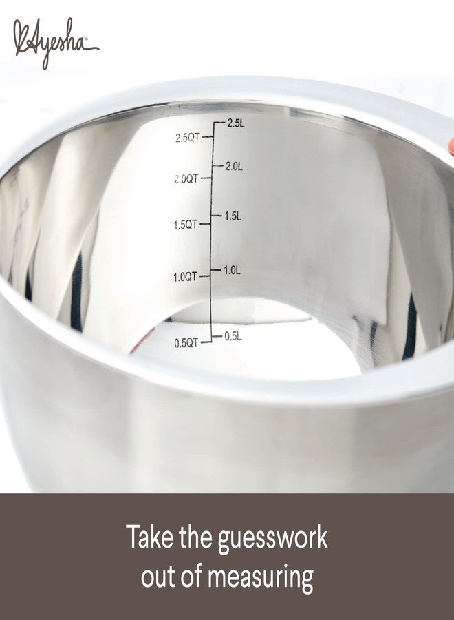 Ayesha Curry Kitchenware Pantryware Stainless Steel Nesting Mixing Bowls, 3-Piece Set, Silver with Color Accent Handles - Image 3