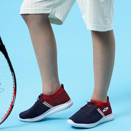 TRASE Sports Shoes for Kids Boys | Walking, Running, All Day Casual & Sports Wear (Navy-Red, 4 UK) - Image 3